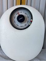 Front view of Krups white oval bathroom scale