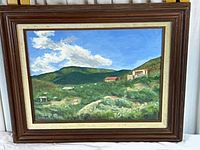 Full view of framed Brad Johnson landscape painting