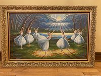 Front view of entire framed needlepoint with ornate frame