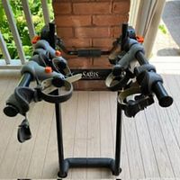 Overall view of Saris bike rack standing upright