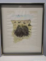 Framed watercolor painting full view