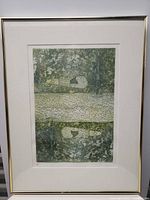 Full view of framed painting with mat and frame