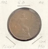 Reverse showing seated Britannia with trident