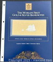 Front of presentation folder showing banknote inset