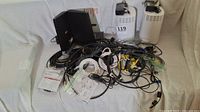 Full view of routers, cables and bin