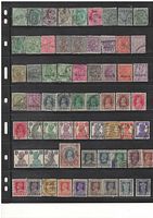 Front of first stock page with rows of Indian stamps