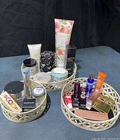 all three trays and beauty products overview