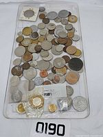 Tray showing full assortment of coins