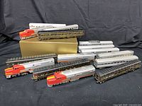 Group shot of all locomotives and passenger cars