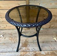 Full view of round patio table front