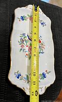 Plate measured with tape indicating approx 12 inch length