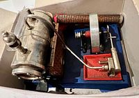 Top view of Wilesco D5 steam engine components in box