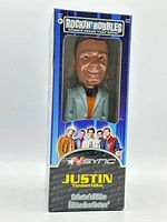 Front of boxed Justin Timberlake Rockin' Bobbles figurine