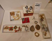 Overview of all brooches laid out