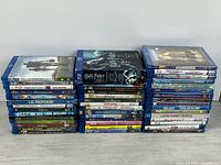 All three stacks of Blu-ray discs overview