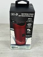 Front of Tech1 Rage speaker box showing product image and features