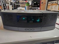 Front of Bose Wave radio showing display and controls