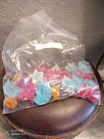 sealed zipper bag holding colorful reusable ice cubes