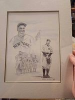 Full view of matted Yankees print
