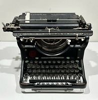 Front view of Underwood manual typewriter with keys and carriage visible