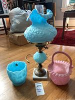 All three satin glass items together