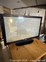 Front view of Samsung 50-inch plasma TV on stand