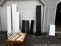 All shelves, brackets and rails arranged for overview