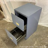 Front left view with both drawers open