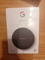 Front of sealed Google Nest Mini 2nd Generation retail box