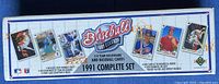 Top of sealed Upper Deck 1991 Baseball complete set box showing product details