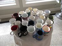 Top view showing 25 mugs together