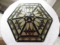 Full view of hexagonal resin light cover showing overall pattern and colours