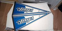 Front view of both Blue Jays pennants showing graphics