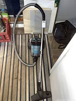Full view of Bissell CleanView canister vacuum assembled with hose, wand and floor head