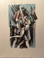 Full view of the Luciano Ceschia lithograph showing abstract figurative composition on loose sheet