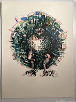 Full view of unframed Luciano Ceschia lithograph on cream deckled paper