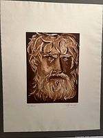 Full view of lithograph on deckled paper showing image and margins