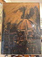 Full framed view of pastel painting showing dome and frame