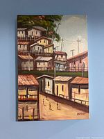 Front view of signed naive/folk art canvas painting