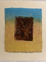 Full view of signed tree print on deckle paper