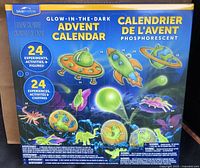 Front/back of sealed Blue Marble glow-in-the-dark advent calendar box