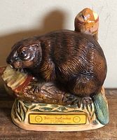 Front view showing beaver figure, label and overall form