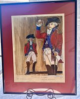 Full view of framed costume design artwork