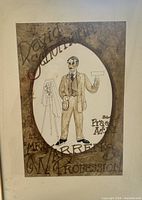 Full view of framed costume design illustration