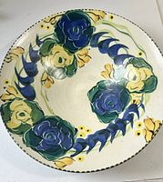 Top view of entire floral ceramic bowl