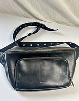 Front view showing entire belt bag, main and front zip pocket