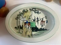 Top view of Grimwade's oval porridge bowl showing full illustration