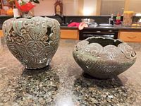 both ceramic pieces side by side on countertop