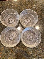 Top view showing all four crystal bowls with starburst bases