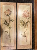 Both botanical panels rose and peony side by side